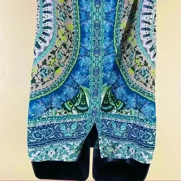 Etcetera Mandala Blue Floral Sleeveless Wrap Open Back Scoop Neck Top - Picture 8 of 10